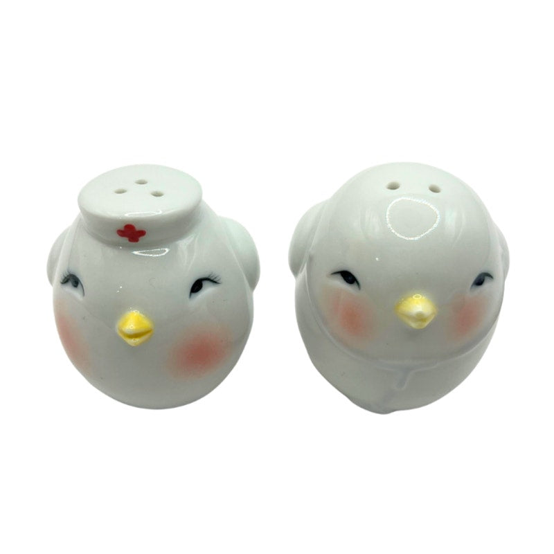 Vintage Ceramic Bird Salt and Pepper Shakers Doctor Nurse Whimsical Medical