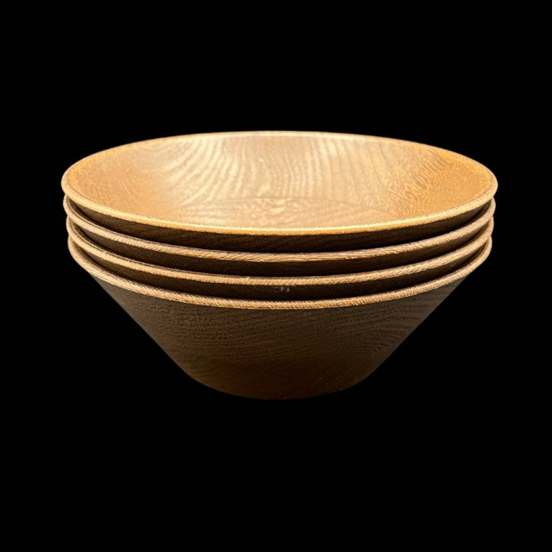 Vintage Thermo Serv Faux Wood Grain Plastic Salad Bowls Set of 4 1970s