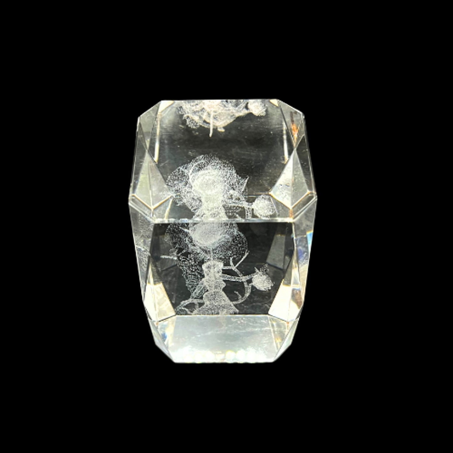 Vintage 3D Laser Etched Crystal Fairy Glass Paperweight Prism