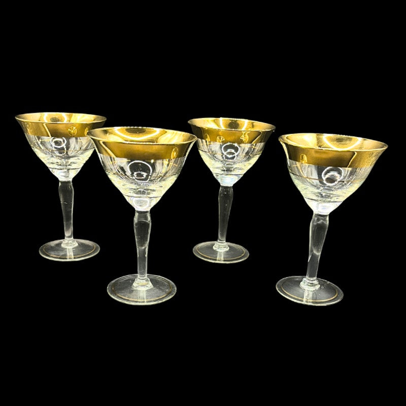Mid Century Avitra Golden 22k Gold Wine Glass Water Goblet Dorothy Thorpe Style