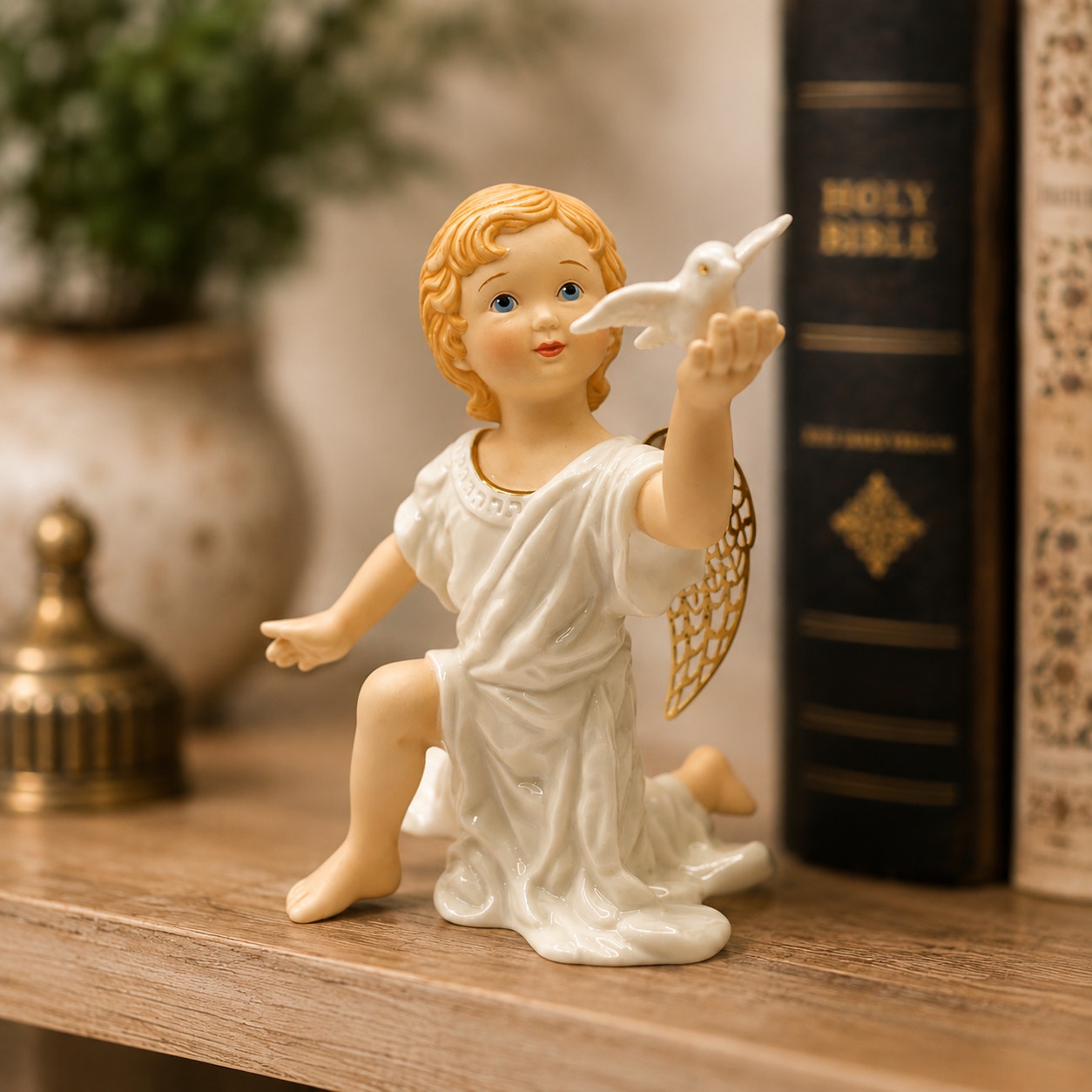 Lenox Classics Little Graces Peace Angel Figurine Gold Filigree Wings Numbered