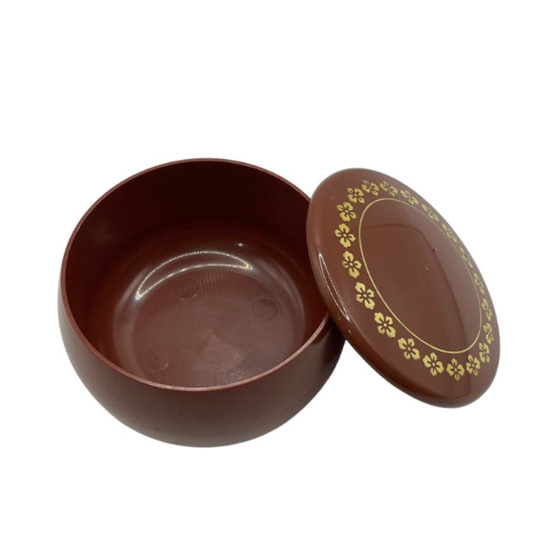 Vintage Japanese Lacquerware Lidded Container Cherry Blossom Bowl