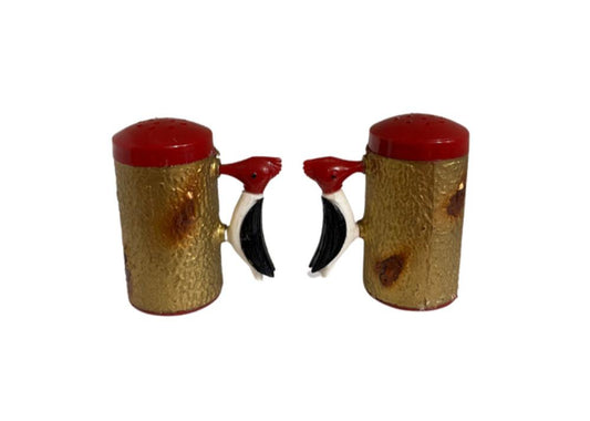Vintage Plastic Woodpecker Salt and Pepper Shakers