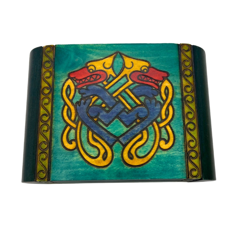 Polish Wooden Keepsake Box with Celtic Knot Design and Secret Locking Mechanism