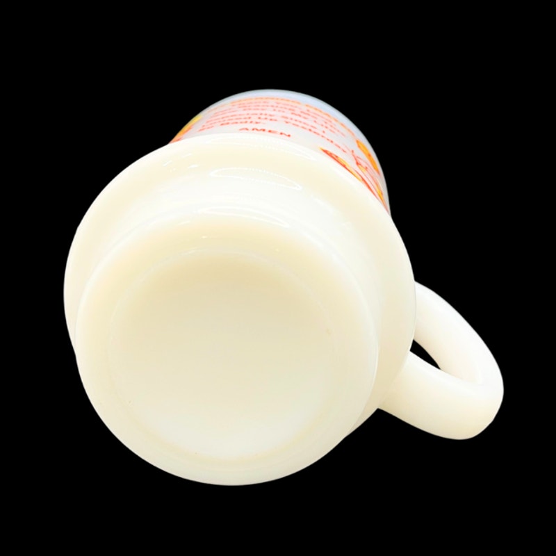 Vintage 1960s My Morning Prayer Milk Glass Pedestal Breakfast Mug