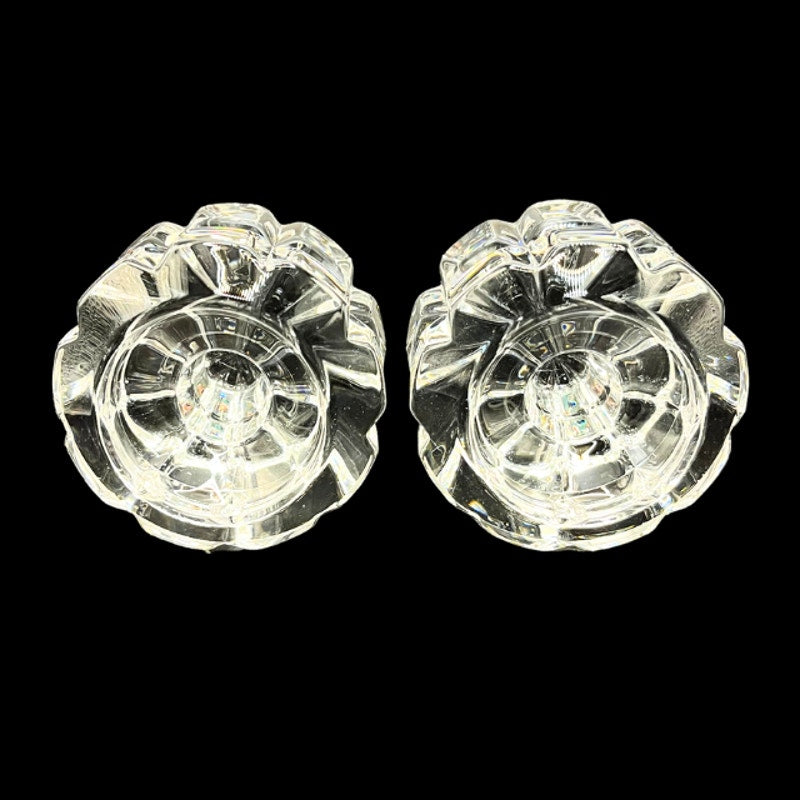 Godinger Clear Crystal Glass Diamante Tapered Candle Votive Holder Pair Set of 2