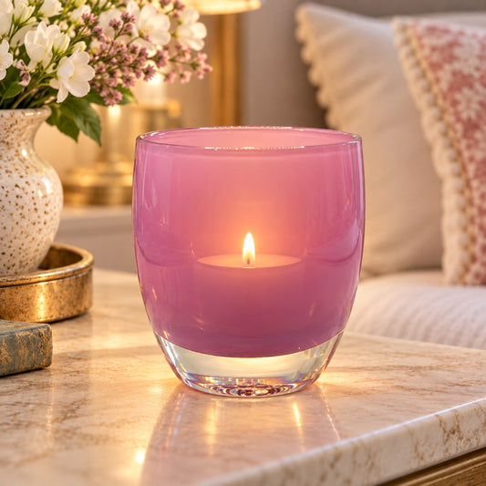 Glassybaby Handblown Glass Votive Candle Holder Pink Lavender Purple