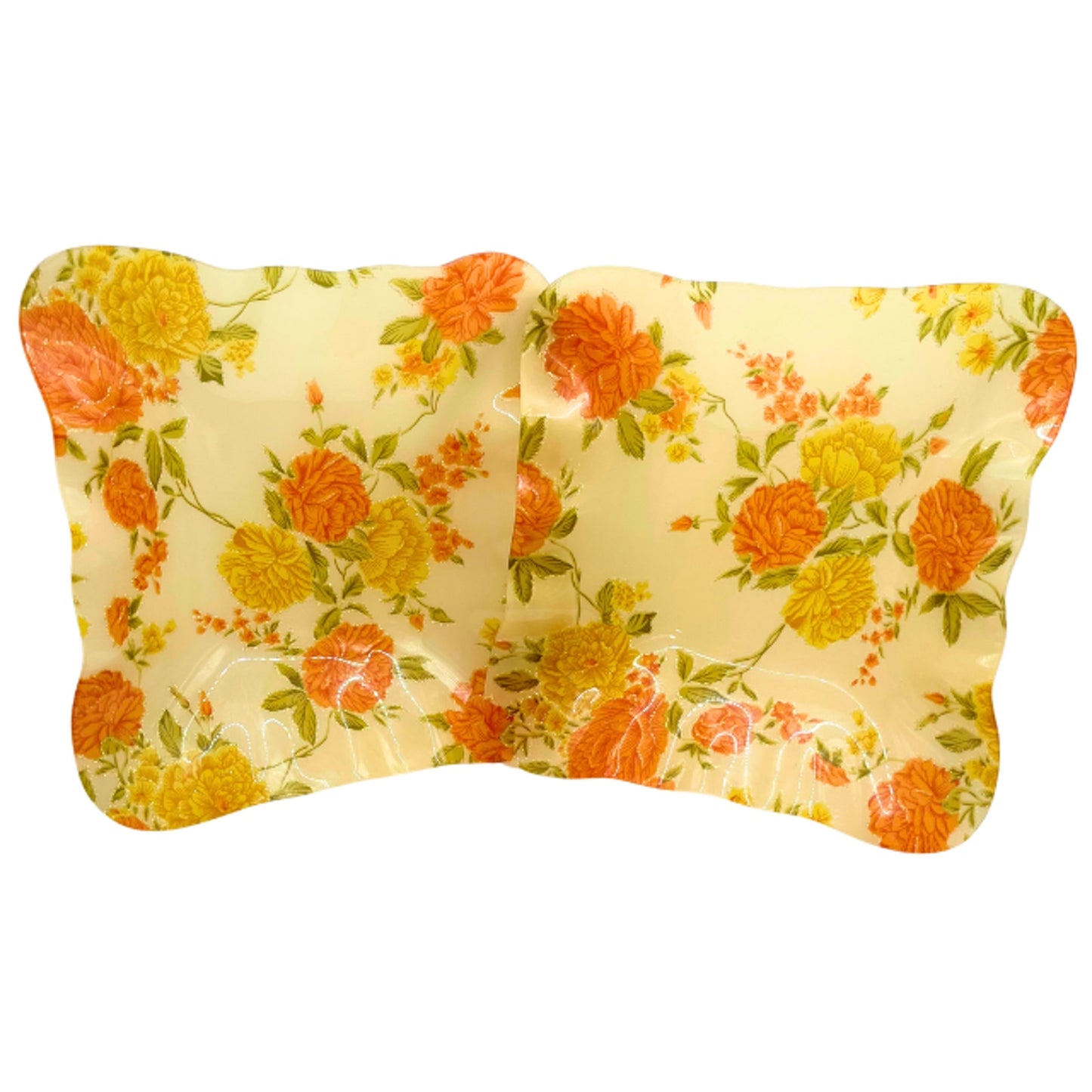 Vintage Acrylic Floral Trays Ruffled Curved Set of 2