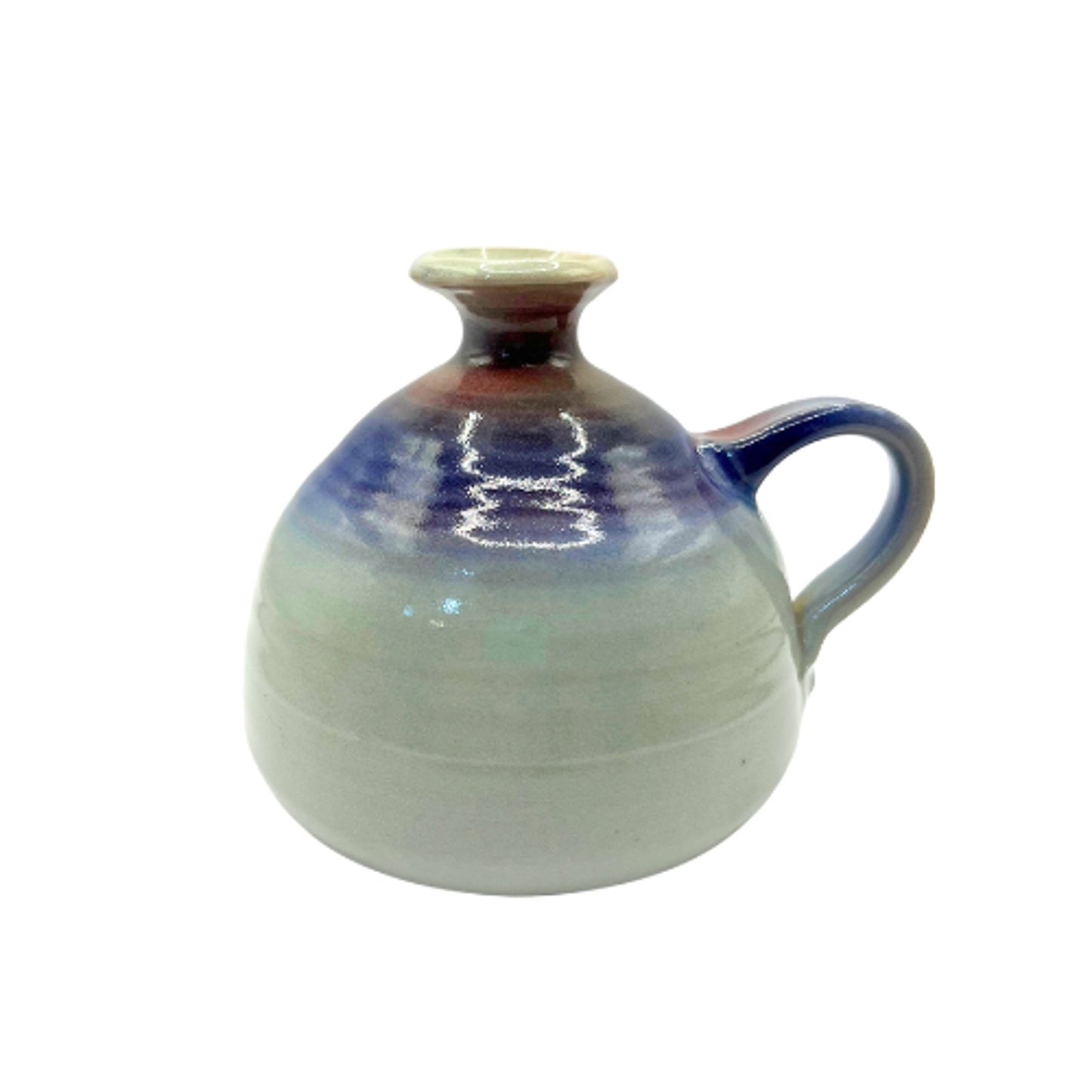 Zimmerman Signed Studio Art Pottery Glazed Handmade Oil Cruet Picture Vase