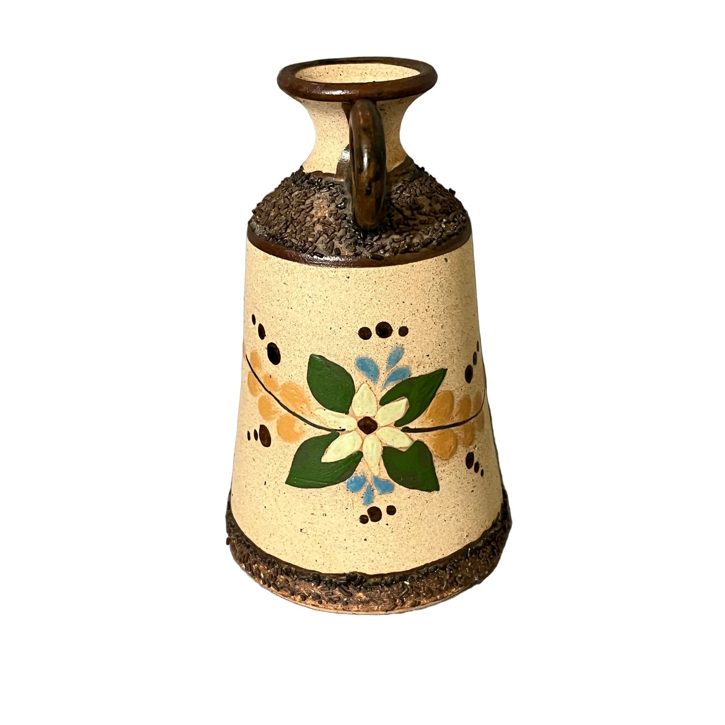 Vintage Tonala Mexican Pottery Taper Candle Lantern Folk Art Signed