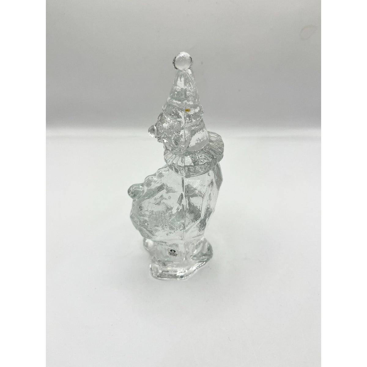 Vintage Pukeberg Sweden Art Glass Clown Paperweight Clear Manganese UV Glow