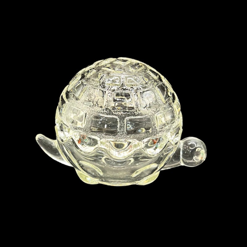 Vintage Anchor Hocking Clear Glass Turtle Trinket Dish with Lid