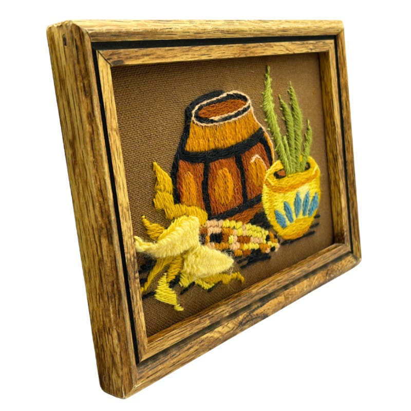 Vintage Sunset Stitchery Crewel Embroidery Kit #238 Indian Pottery Dan Trotter Framed