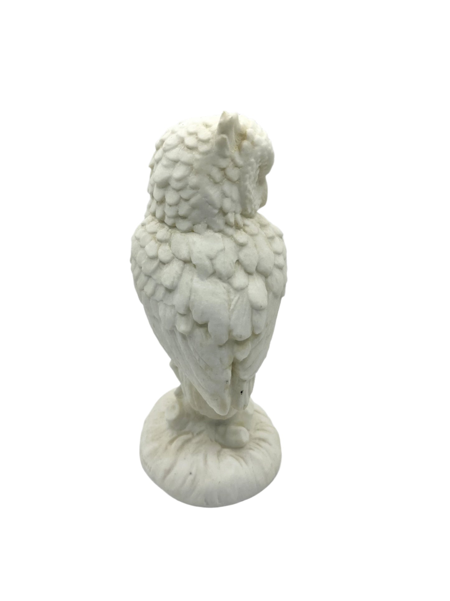 Vintage Alabaster White Owl Signed A. Santini Made in Italy