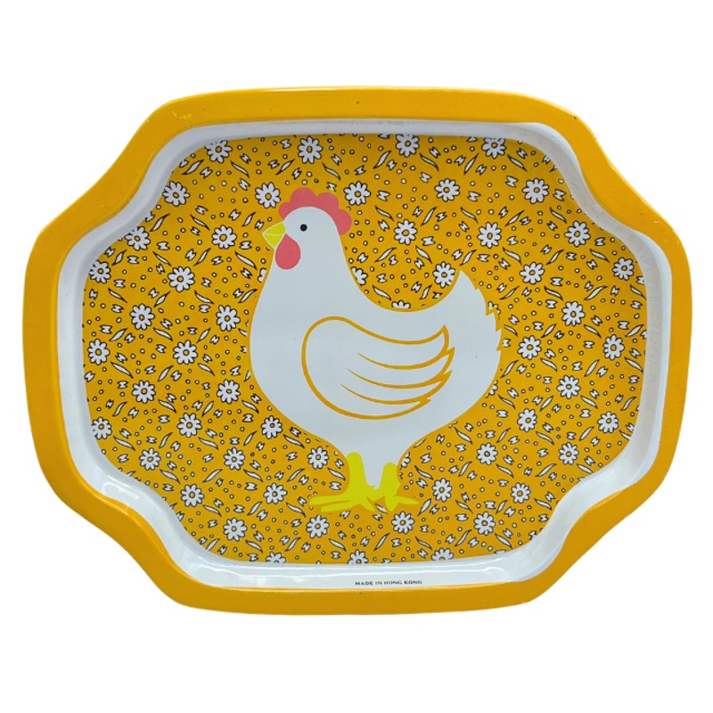 Vintage Farm Animal Small Trays Set of 4 Calico Floral Kitsch Country Kitchen