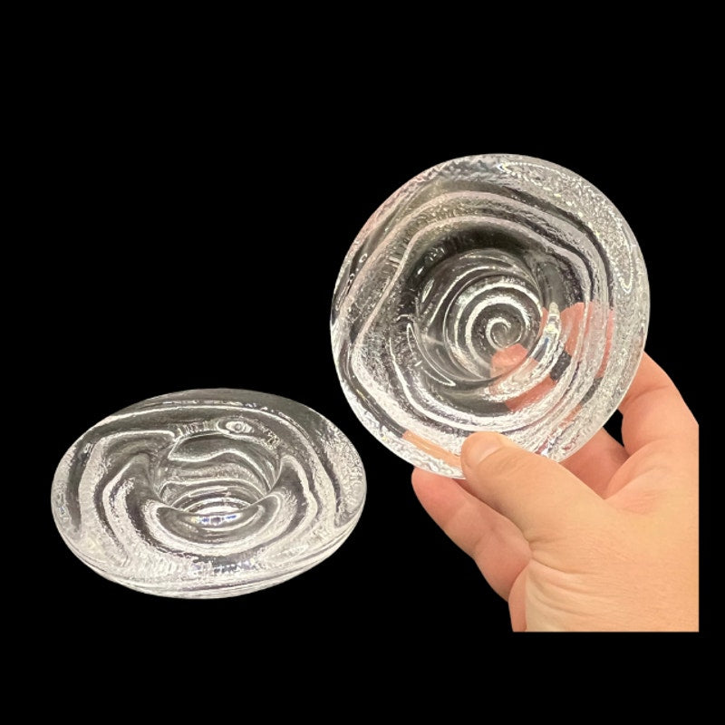Simon Pearce Thetford Glass Tealight Votive Holders Set of 2 Swirling Wave