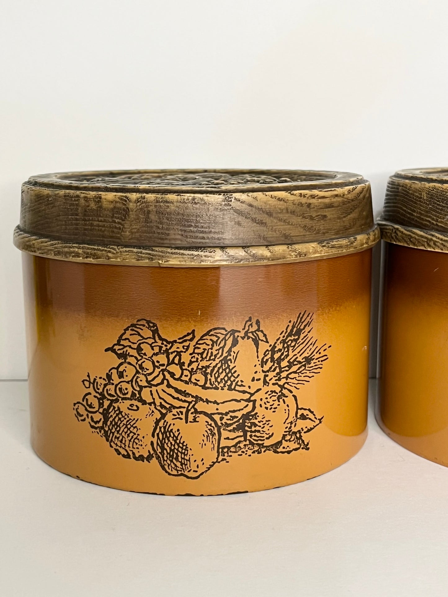 1970s Brown Ombré Cheinco Tin Canister Set of 2