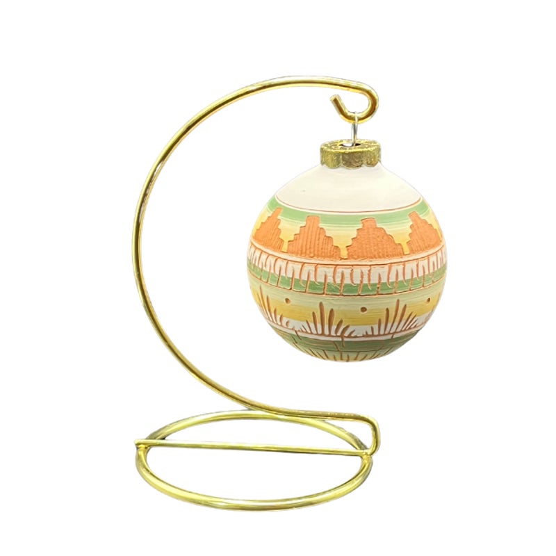 Navajo Pottery Christmas Ornament Sgraffito Etched Signed M. Grey Native Art