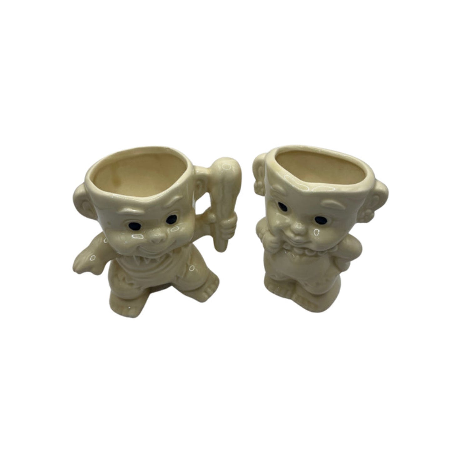 Vintage Flintstones Pebbles and Bam Bam Figural Planters Pencil Holders Ceramic