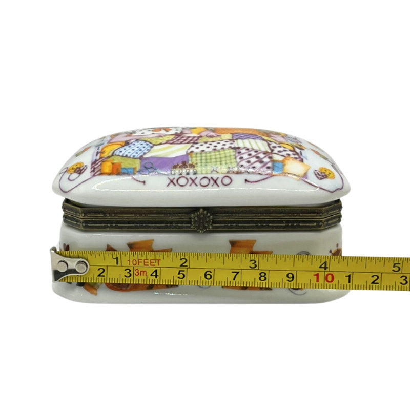 Vintage Imperial Porcelain Sewing Inspired Trinket Box Hinged