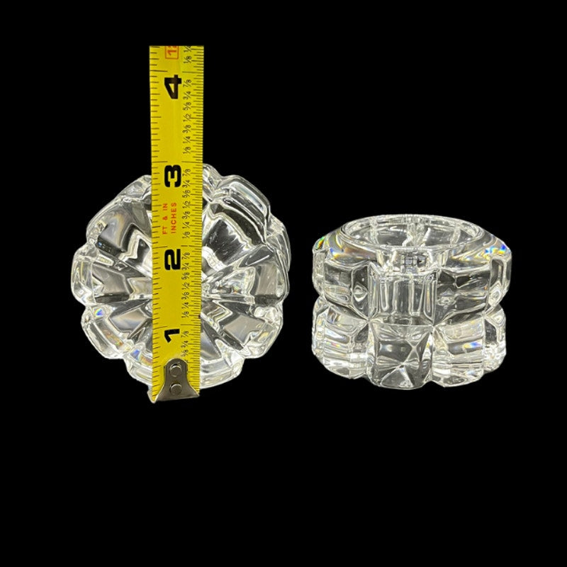 Godinger Clear Crystal Glass Diamante Tapered Candle Votive Holder Pair Set of 2