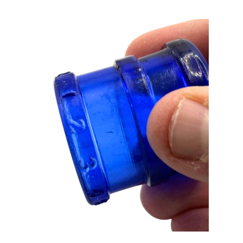 Antique Cobalt Blue Glass Dose Cup Heaping Dessert Spoonful Medical Collectible