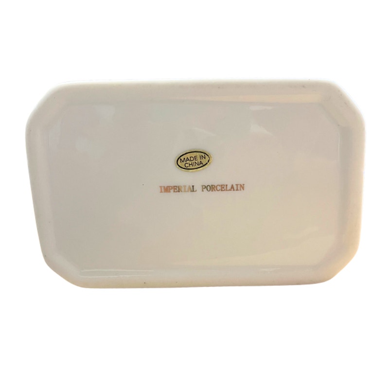 Vintage Imperial Porcelain Sewing Inspired Trinket Box Hinged