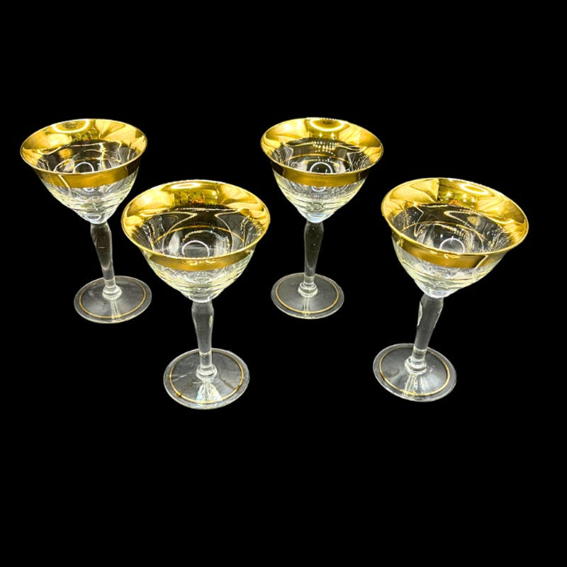 Mid Century Avitra Golden 22k Gold Wine Glass Water Goblet Dorothy Thorpe Style