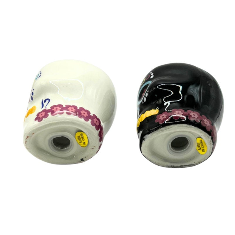 BW Day of the Dead Sugar Skull Ceramic Salt and Pepper Shakers Set New with Box