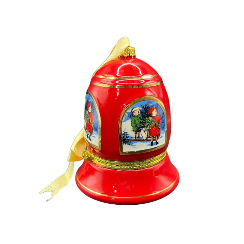 Mr. Christmas Vintage Porcelain Musical Bell Ornament Hinged Trinket Box