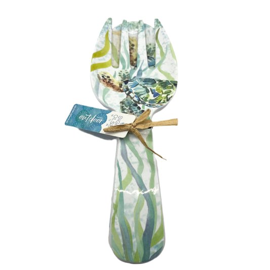 New Sigrid Olsen Home Melamine Sea Life Serving Fork and Spoon 10.5"