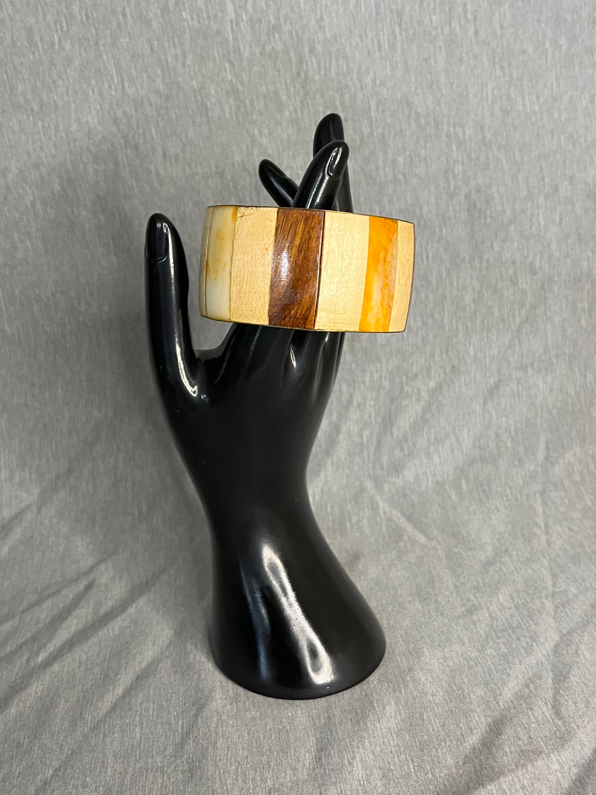 Bone Bangle * 1970s Wood Brass Bone Bangle Inlaid Bangle – Treasures by Gem