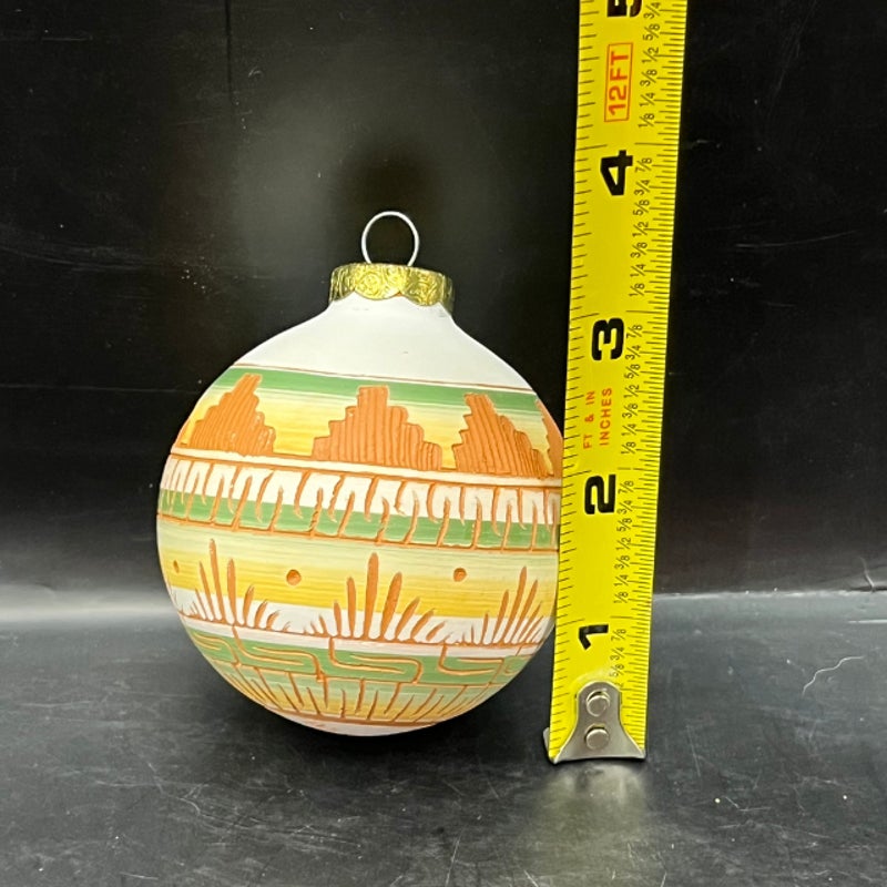 Navajo Pottery Christmas Ornament Sgraffito Etched Signed M. Grey Native Art