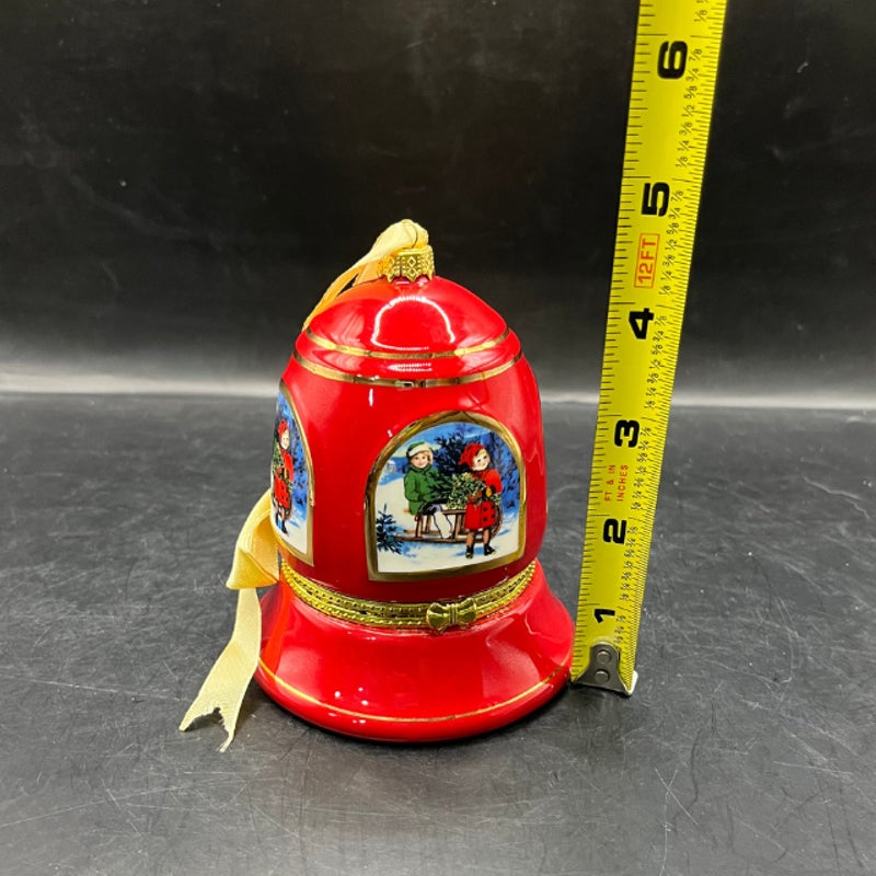 Mr. Christmas Vintage Porcelain Musical Bell Ornament Hinged Trinket Box