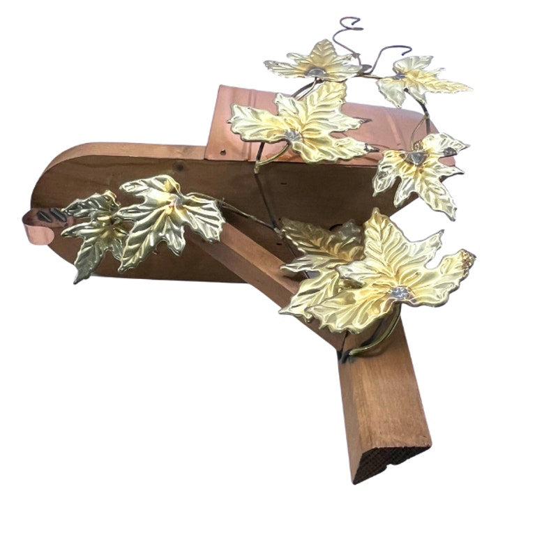 Vintage Wood & Copper Wall Mailbox Ivy Leaves Home Interiors Homco