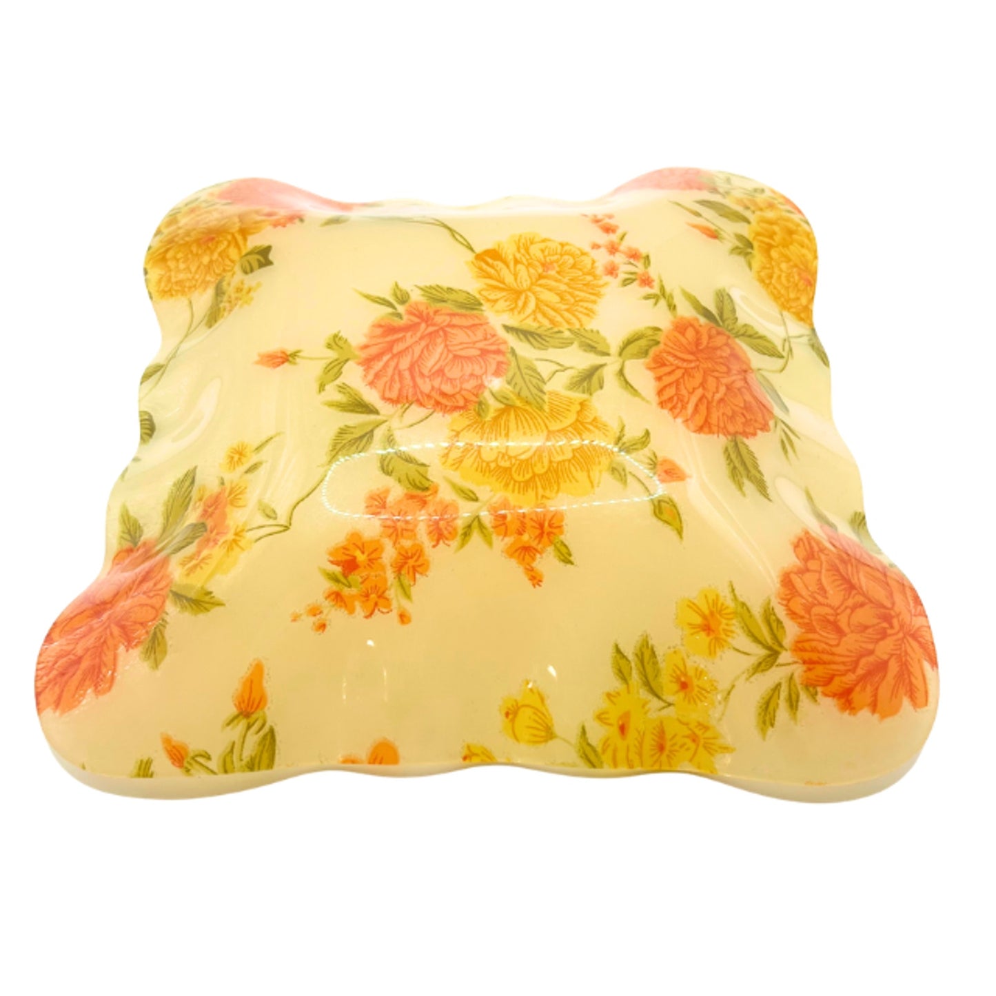 Vintage Acrylic Floral Trays Ruffled Curved Set of 2