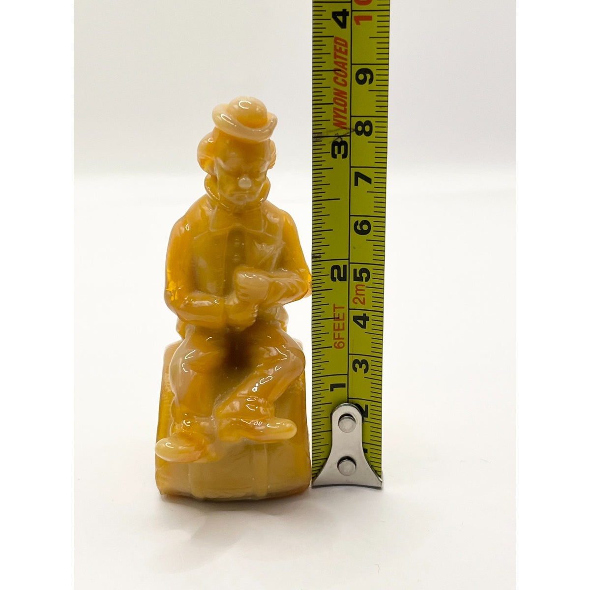 Vintage Mosser Glass Yank Clown Alley Amber Slag Figurine Original Box
