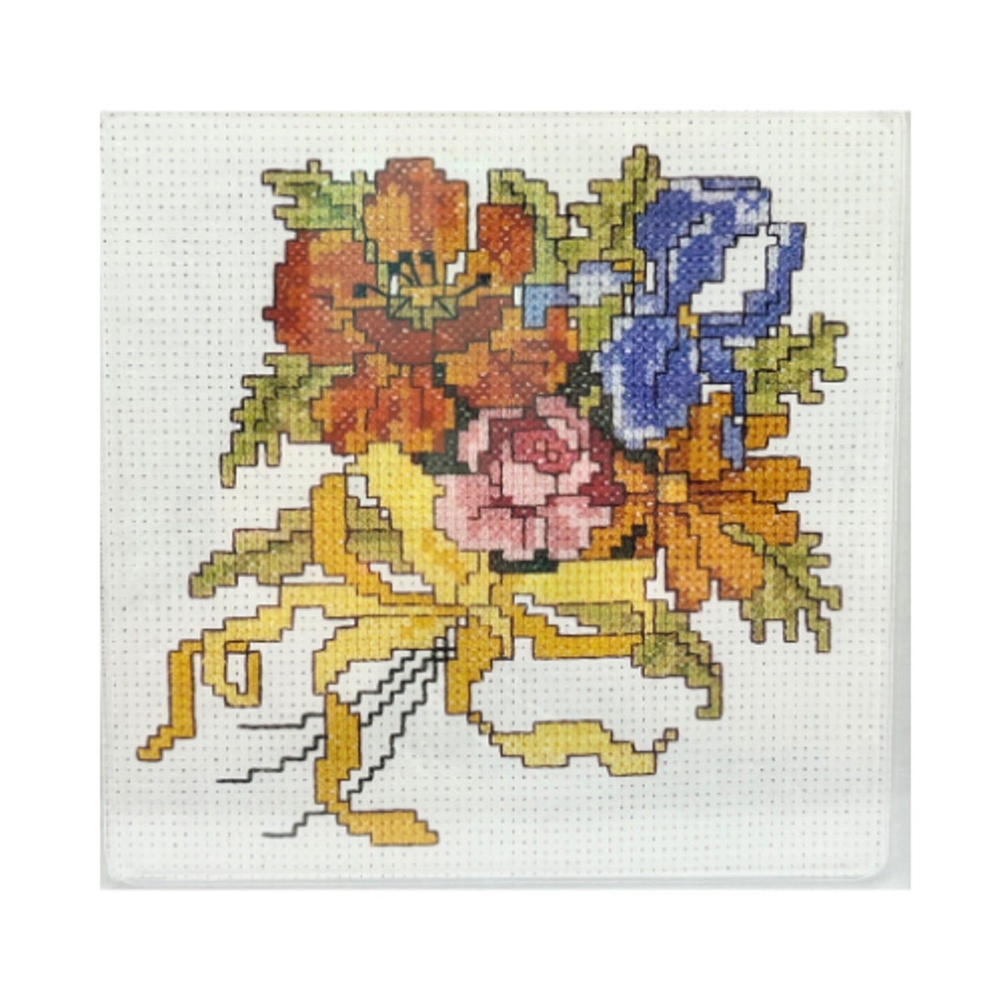 Vintage Cross-Stitch Hot Plate Floral Bouquet Trivet Kit NEW