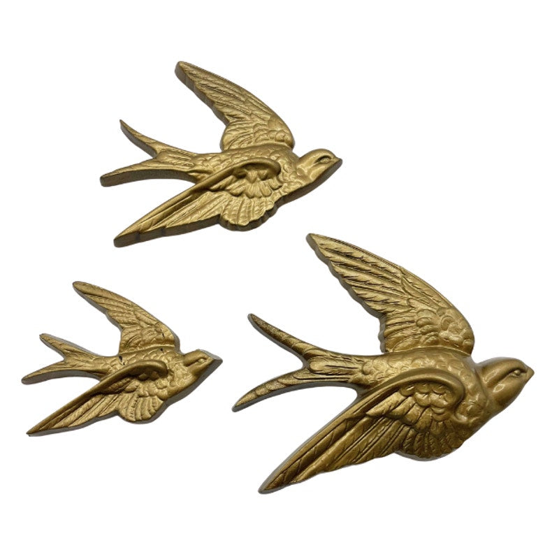 Vintage Burwood Swallow Wall Hangings 1980s Set of 3 Birds