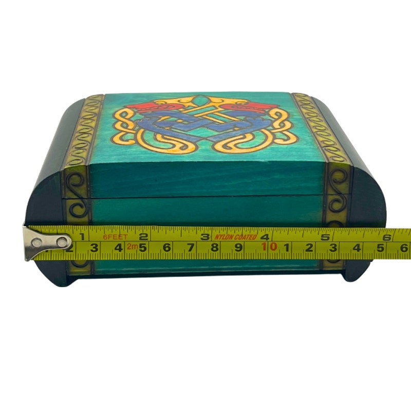 Polish Wooden Keepsake Box with Celtic Knot Design and Secret Locking Mechanism