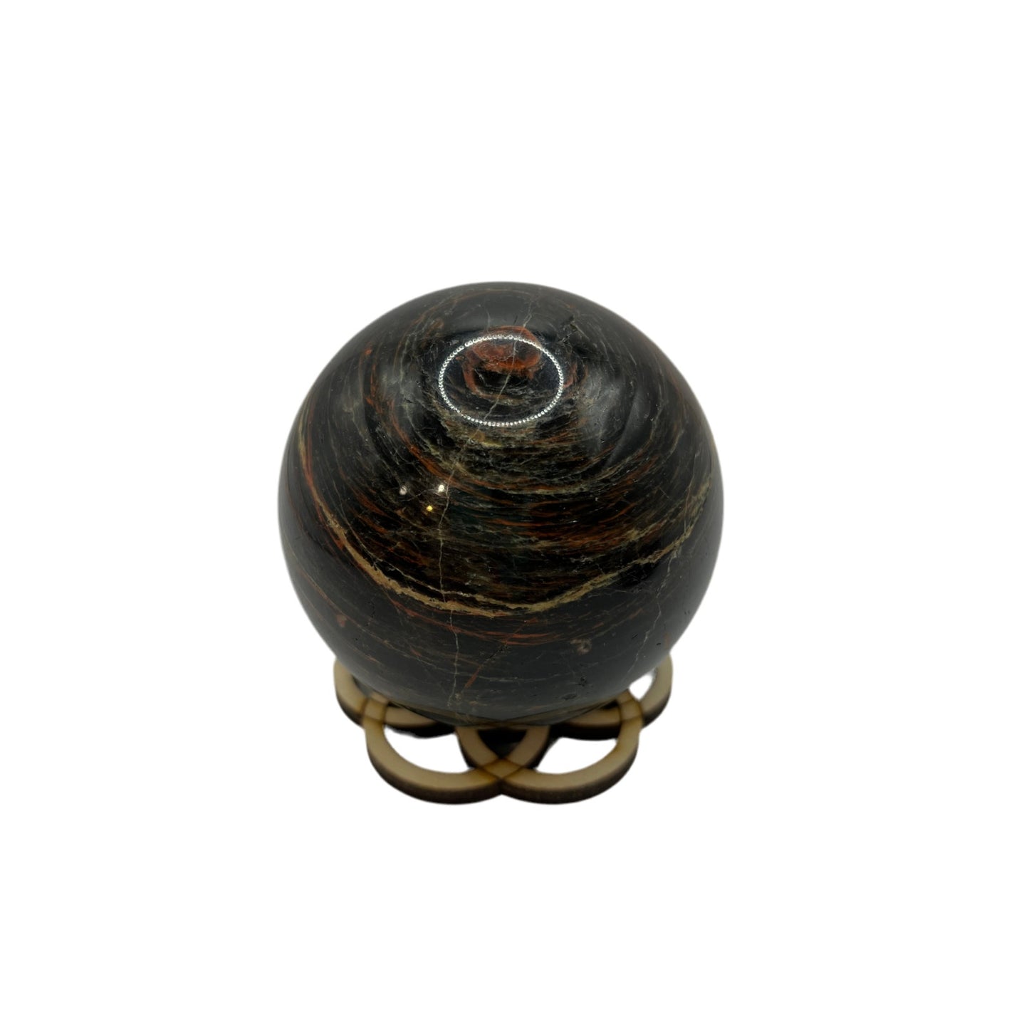 Black Moonstone Crystal Sphere 9" Circumference with Sphere Stand