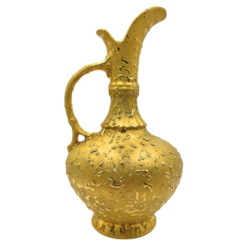 Vintage 22K Weeping Gold Ewer Pitcher Vase Mid Century Ceramic Made in USA