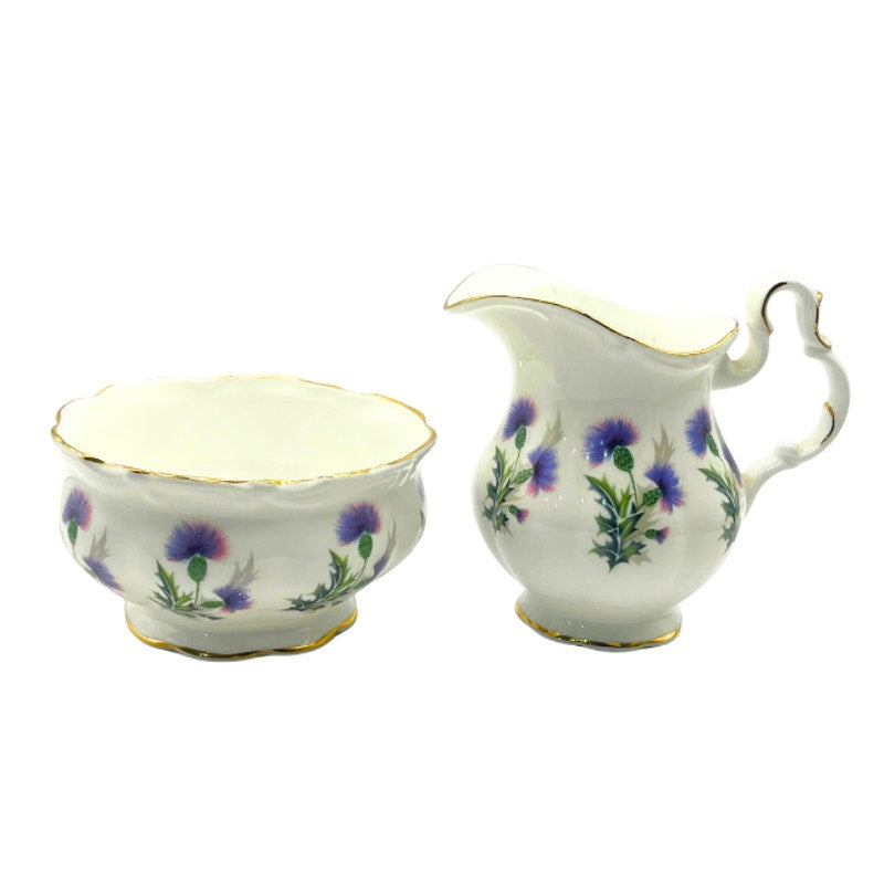 Vintage Royal Albert Brigadoon Bone China Creamer and Sugar Bowl with Gold Trim