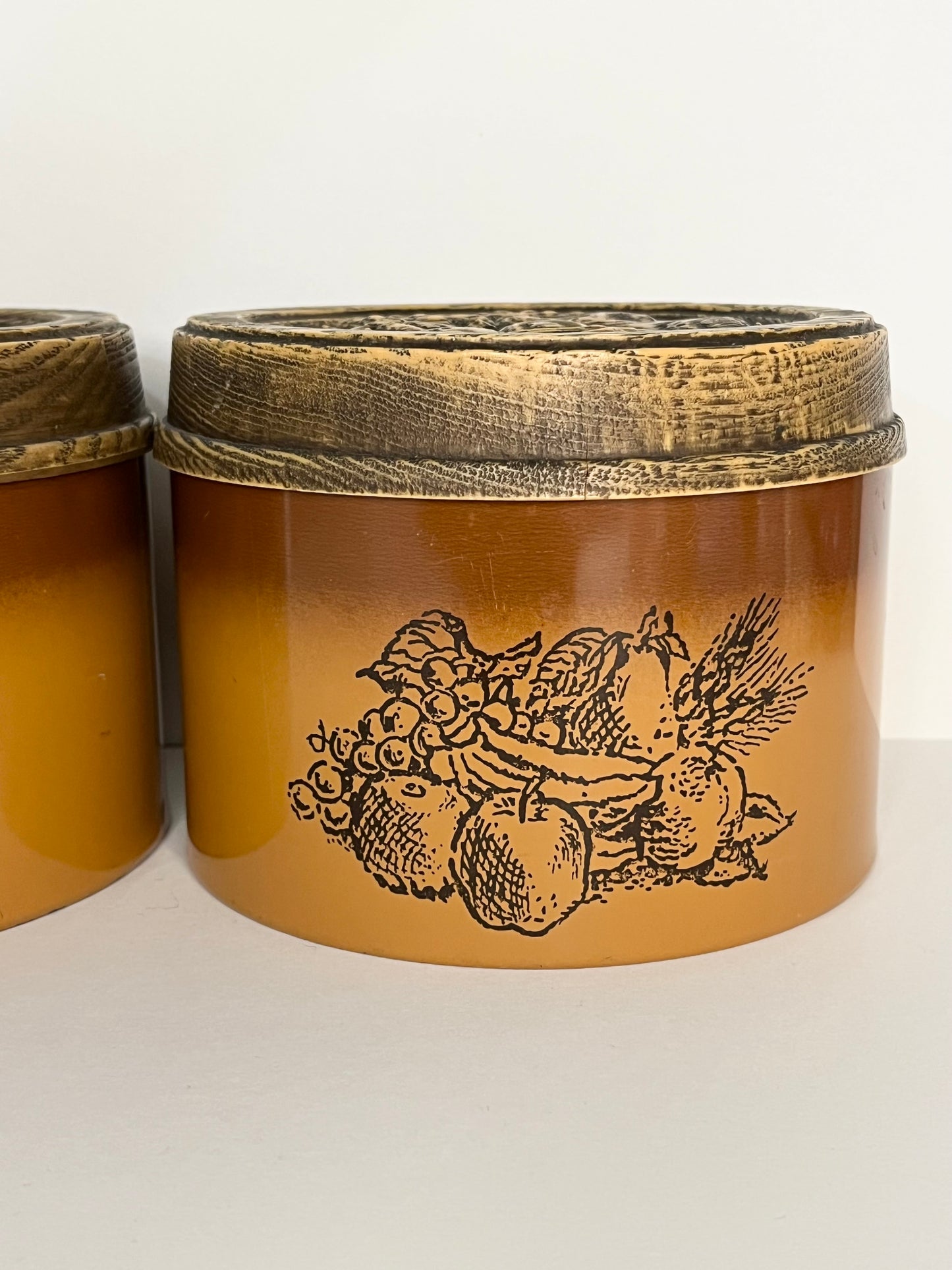 1970s Brown Ombré Cheinco Tin Canister Set of 2