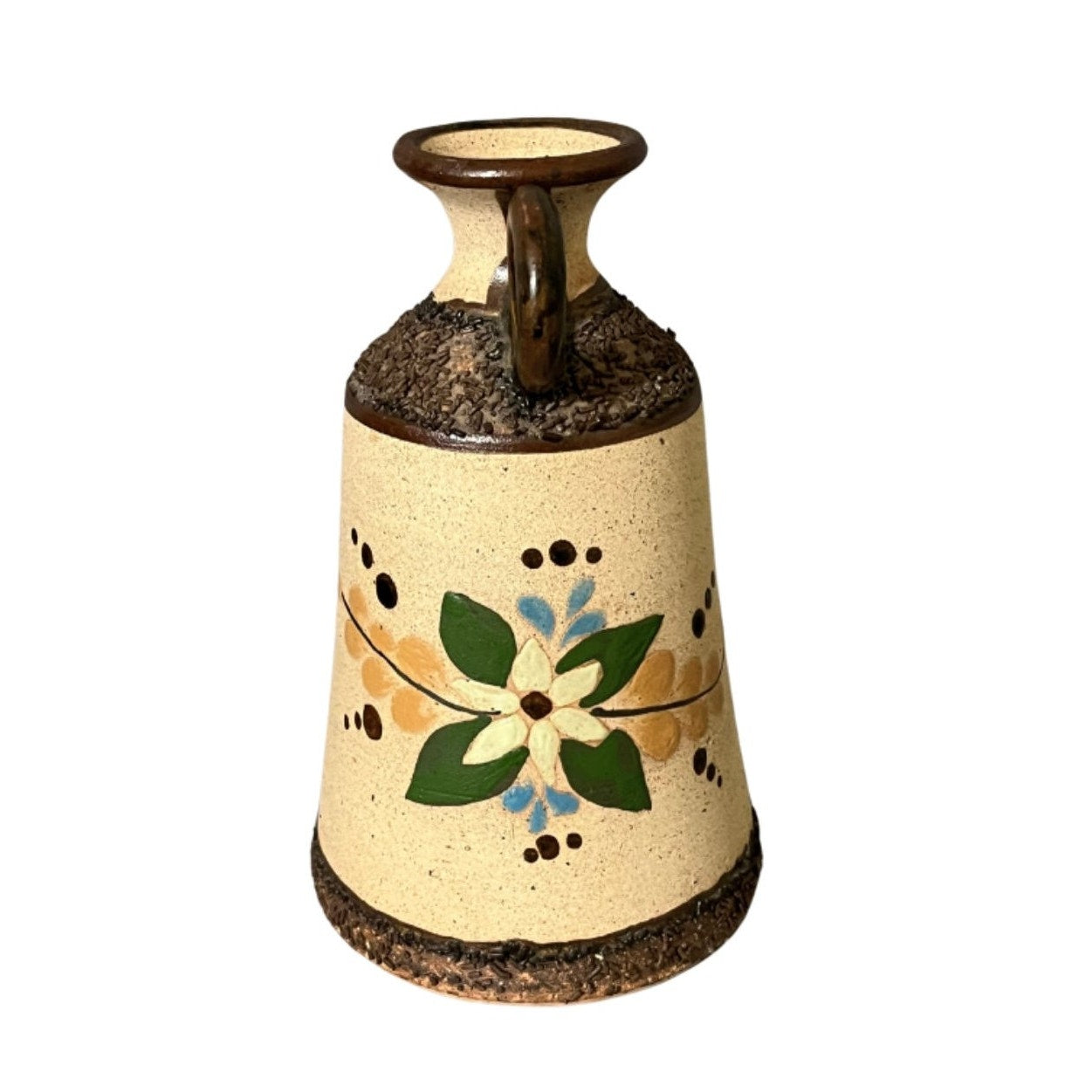 Vintage Tonala Mexican Pottery Taper Candle Lantern Folk Art Signed