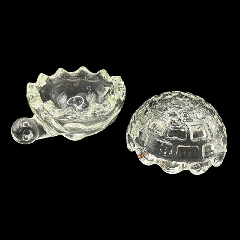 Vintage Anchor Hocking Clear Glass Turtle Trinket Dish with Lid