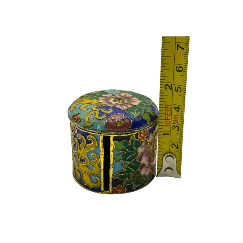 Vintage Chinese Cloisonne Postage Stamp Dispenser Roll Holder