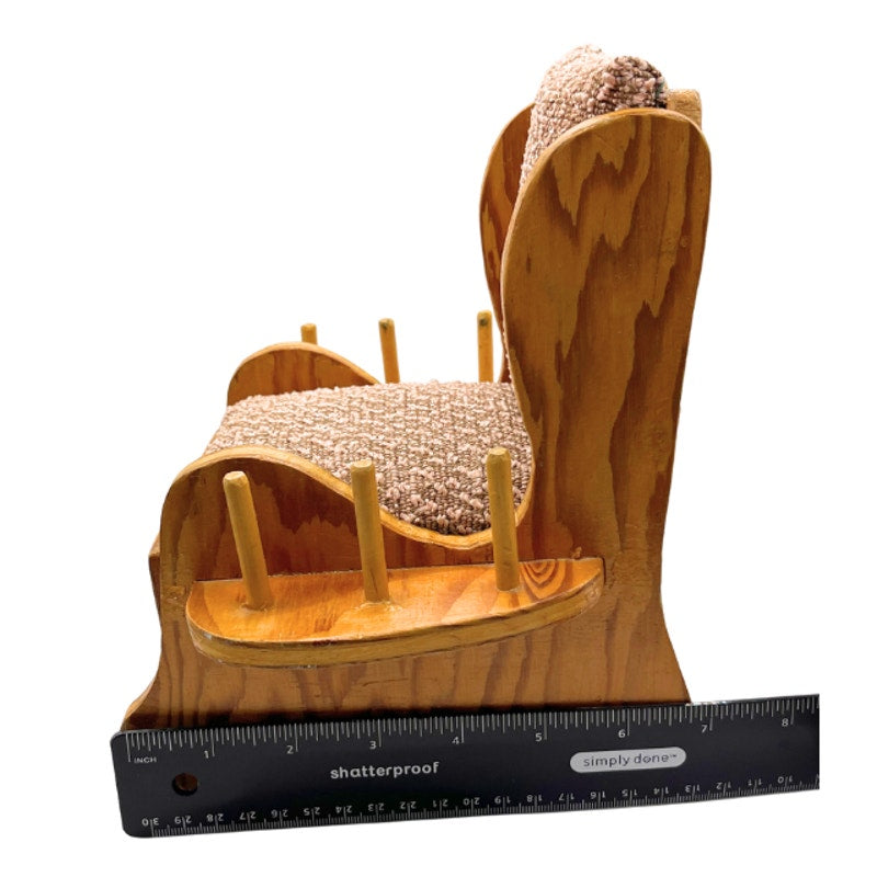 Vintage Miniature Wooden Sewing Rocking Chair Pincushion with Thread Holders