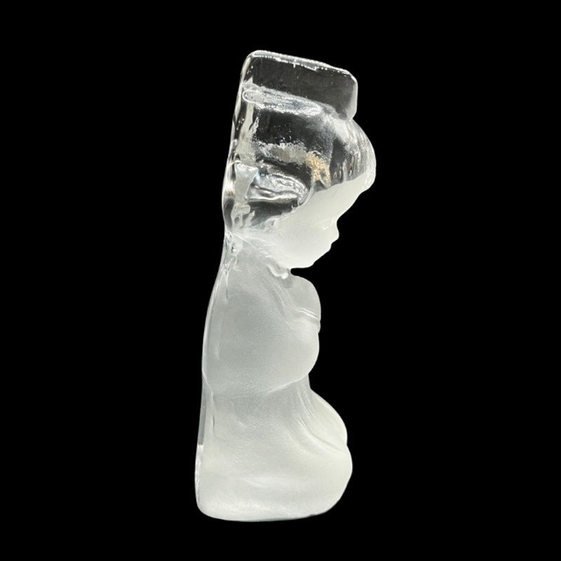 Vintage Viking Glass Praying Girl Figurine Clear Satin Crystal