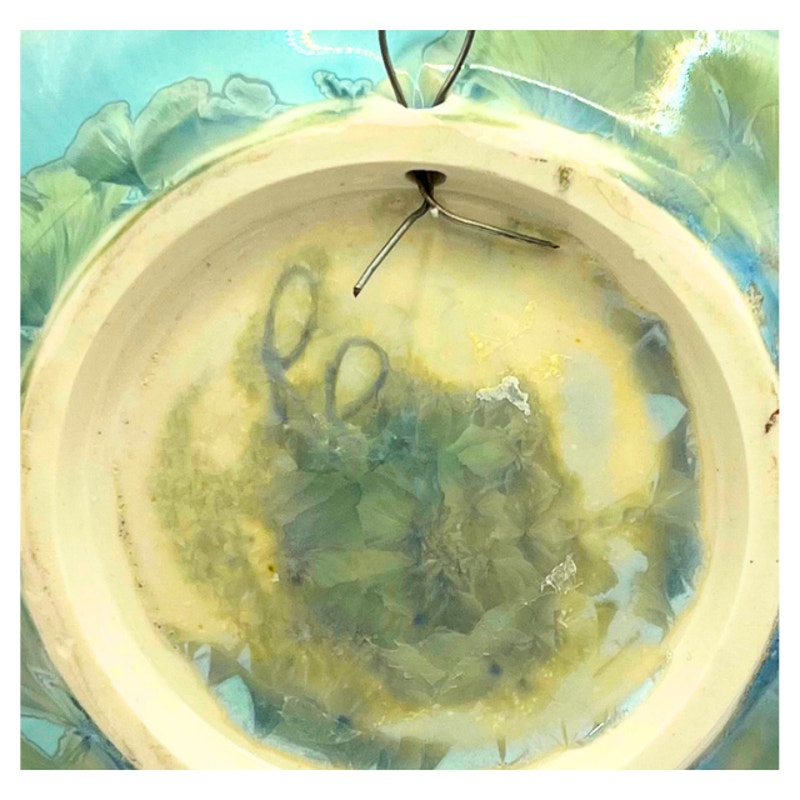 Signed Studio Pottery Art Plate Green Glaze Blue Crystalline Wall Hanging Dish